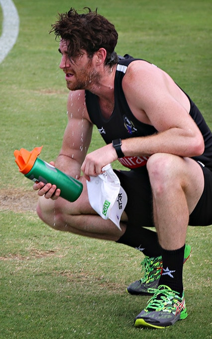 Tyson Goldsack cools off during a training session in Maroochydore. Picture: Collingwood Media - ${keywords}